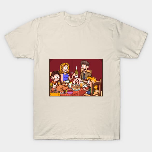 Family Having A Thanksgiving Dinner T-Shirt by TheMaskedTooner